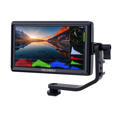 Picture of FEELWORLD FW568S 6 inch DSLR Camera Field Monitor with Waveform 3D LUT SDI 4K HDMI Input Output Video Peaking Focus Assist Small 8.4V DC Include Tilt Arm