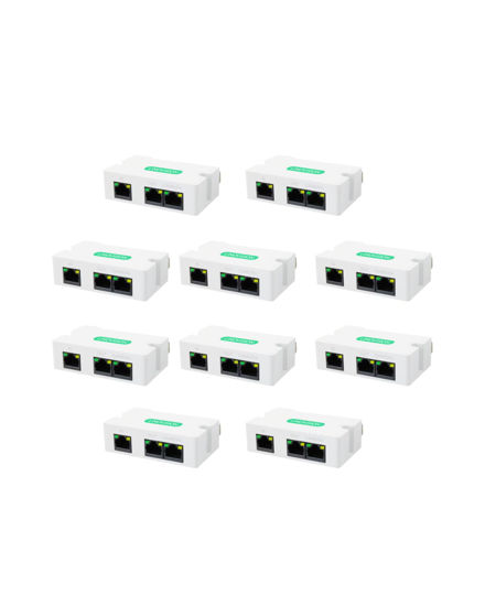 Picture of LINOVISION Mini 2 Port POE Extender IEEE 802.3af/at POE Repeater Up to 1000ft Power Over Ethernet Over Cat5/6 Cable, POE Splitter to 2 POE Devices Like IP Cameras, IP Phone (10 Pack) …