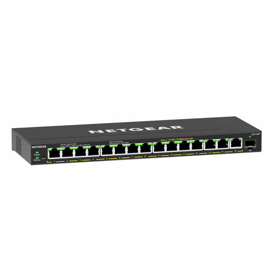 Picture of NETGEAR 16-Port PoE Gigabit Ethernet Plus Switch (GS316EP) - Managed, with 15 x PoE+ @ 180W, 1 x 1G SFP Port, Desktop or Wall Mount