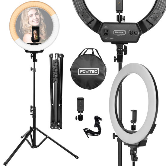 Picture of Fovitec 19" Ring Light Kit 6500K Dimmable LED Ring Light with 72" Tripod Stand and Phone Mount for Vlogging, YouTube, TikTok, Beauty Tutorials and Live Streaming