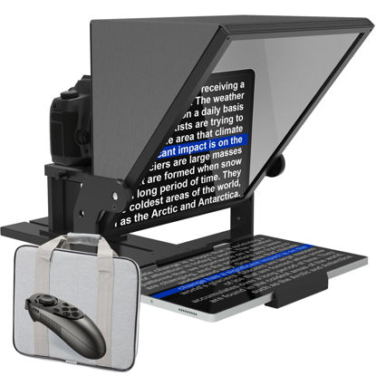 Picture of GEIMRSY 20-inch HD Wide-Angle teleprompter, manually Adjustable in Height and Compatible with Multiple Devices, with Remote Control and Free teleprompter app(20 inch)