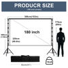 Picture of 180 inch Projector Screen with Stand,HUANYINGBJB Outside Projection Screen, Portable 16:9 4K HD Rear Front Movie Screen with Carry Bag for Theater Backyard Movie Night,Cinema School, Churches,Parties