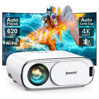 Picture of [Auto Focus+Auto Lens Cap] Projector with WiFi 6 and Bluetooth:620 ANSI 4K Projector Native 1080P Outdoor Projector, Auto 6D Keystone, 50% Zoom Home Theater Movie Projector for Phone/PC/TV Stick