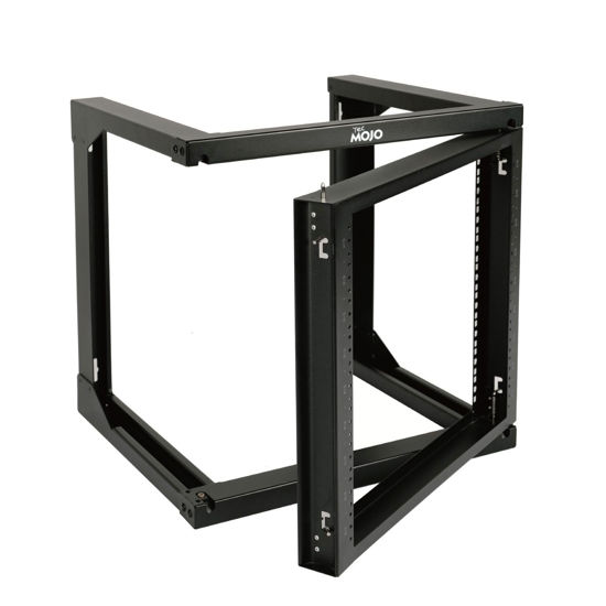 Picture of 9U Wall Mount Open Frame Network Rack, Swing Out Hinged Door 18 Inch Depth, Holds Network Servers and AV Equipment, Easy Rear Access to Equipment, Door Opens 180 Degrees from Either Side