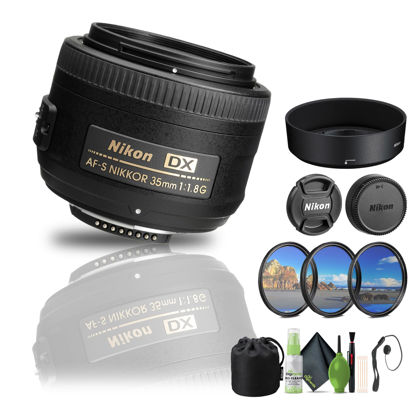 Picture of Nikon - AF-S DX NIKKOR 35mm f/1.8G Standard Lens (2183) + Filter Kit + Cap Keeper + Cleaning Kit