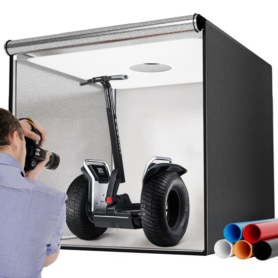 Picture of Takerers Photo Studio Light Box,39x39 Inch/100x100cm 210 LED Professional Photo Background Shooting Tent with 3 Stepless Dimming Light Panel, Lightbox with 5 Color Backdrops for Product Photography