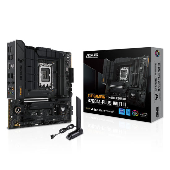 Picture of TUF GAMING B760M-PLUS WIFI II Intel B760 LGA 1700 mATX motherboard (PCIe 5.0,4.0 M.2 slots,DDR5,WiFi6E,Q-Antenna,2.5Gb Ethernet,DisplayPort,HDMI, SATA 6Gbps,USB 20Gbps) support, Aura Sync