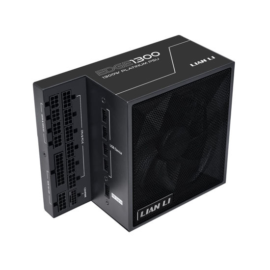 Picture of Lian Li Edge Series-1300W Full Modular Power Supply-80 Plus Platinum-ATX 3.0, 3.1-PCIE 5.1-L-Shape Design for Dual Chamber Case-120mm FDB Fan-Supports up to 4X USB Devices-Black (EG1300BE.US)