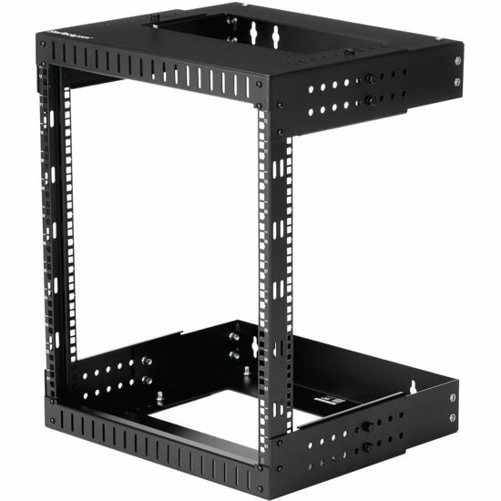 Picture of StarTech.com 2-Post 12U Heavy-Duty Wall Mount Network Rack, 19" Open Frame Server Rack with Adjustable Depth, Wall Mount Data Rack for IT / AV / Patch Panel / Computer Equipment (RK12WALLOA)