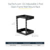 Picture of StarTech.com 2-Post 12U Heavy-Duty Wall Mount Network Rack, 19" Open Frame Server Rack with Adjustable Depth, Wall Mount Data Rack for IT / AV / Patch Panel / Computer Equipment (RK12WALLOA)