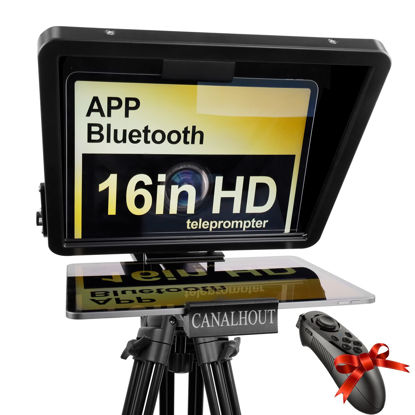 Picture of CANALHOUT 16" Universal Teleprompter with Remote Control, Fit All Tablets/iPad, Video Camera/DSLR, Pre-Assembled, 70/30 Beam Splitting Glass with Waterproof Tote, Speech and Video Creation