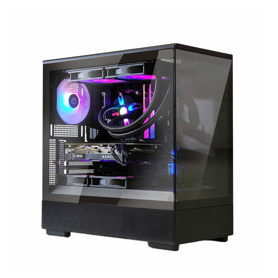 Picture of Zalman P10 Micro ATX Case, MATX PC Case with 120mm ARGB Fan Pre-Installed, Panoramic View Tempered Glass Front & Side Panel, USB Type C and USB 3.0, Black