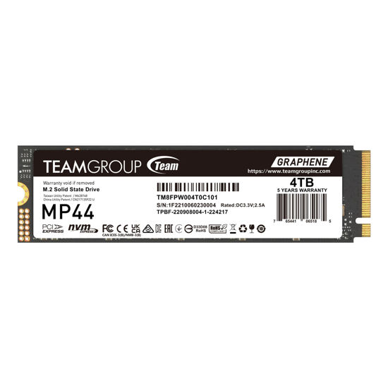 Picture of TEAMGROUP MP44 4TB SLC Cache Gen4x4 M.2 2280 PCIe 4.0 with NVMe Laptop & Desktop SSD Solid State Drive R/W Speed up to 7400 / 6900MB/s TM8FPW004T0C101