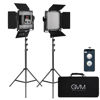 Picture of GVM 2 Pack LED Video Lighting Kits with APP Control, Bi-Color Variable 2300K~6800K with Digital Display Brightness of 10~100% for Video Photography, CRI97+ TLCI97 Led Video Light Panel +Barndoor