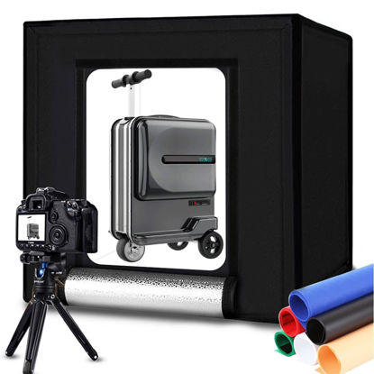 Picture of DUCLUS Portable Photo Studio Box 24" x 24", Adjustable Light Box with 120pcs SMD LED Beads, Photo Shooting Tent with White Light and 6 Color Background