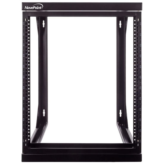 Picture of NavePoint 12U Server Rack with Swing Gate - 12U Wall Mount Rack for 19 Inch IT Equipment Open Frame Rack - Network Rack Wall Mount for AV & Server Equipment 18” Deep 12U Rack, Black