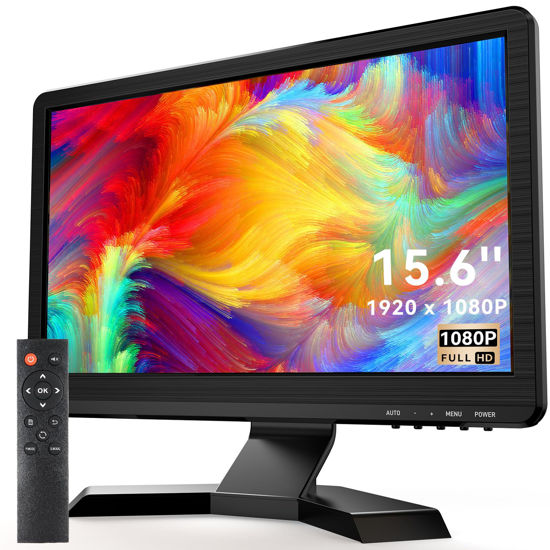 Picture of Eyoyo 15.6 inch Small Computer Monitor FHD IPS 1920 x 1080P VGA Monitor LCD Display for PC/Computer/Gaming/Security CCTV Monitor with HDMI/VGA/AV/BNC/USB Input, Built-in Speakers and Remote.