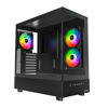 Picture of MONTECH XR, ATX Mid-Tower PC Gaming Case, 3 x 120mm ARGB PWM Fans Pre-Installed, Full-View Dual Tempered Glass Panel, Wood-Grain Design I/O Interface, Support 4090 GPUs, 360mm Radiator Support, Black