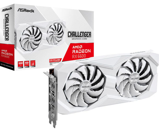 Picture of ASRock AMD Radeon RX 6600 Challenger White 8GB GDDR6 Graphics Card 0dB Silent Cooling 128-bit 7680 x 4320 DisplayPort HDMI 14 Gbps Dual Fan 7nm