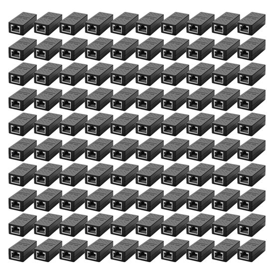 Picture of ZUZONG 100 PCS Gigabit RJ45 Coupler, Ethernet Extender Connector in Line Coupler for Cat8/Cat7/Cat6/Cat5e/Cat5 Ethernet Cable Extender Adapter Female to Female (Black)