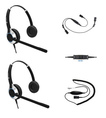 Picture of TruVoice Headset Training Solution (Includes 2 x HD-550 Premium Double Ear Headsets with Noise Canceling Microphone,Training Cord and Smart Lead - Works with 99% of Phones with RJ9 Headset Port)