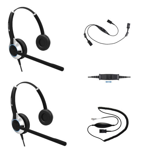 Picture of TruVoice Headset Training Solution (Includes 2 x HD-550 Premium Double Ear Headsets with Noise Canceling Microphone,Training Cord and Smart Lead - Works with 99% of Phones with RJ9 Headset Port)