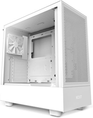 Picture of NZXT H5 Flow Compact ATX Mid-Tower PC Gaming Case - High Airflow Perforated Front and Tempered Glass Side Panel - Cable Management - 2 x 120mm Fans Included - 280mm Radiator Support - White