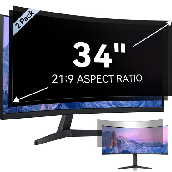 Picture of [2-Pack] 34 Inch Computer Privacy Screen for 21:9 Aspect Ratio Widescreen Monitor, Eye Protection Anti Glare Blue Light Computer Monitor Privacy Filter, Removable Anti-Scratch Screen Protector Film 34