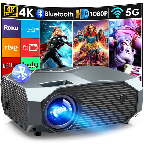 Picture of YOWHICK 4K Projector with WiFi and Bluetooth, 20000L Native 1080P Outdoor Portable Movie Projector, Smart Video Projector, 50% Zoom/400" Display, Compatible with HDMI/USB/PC/TV/PS5/DVD/Android/iOS