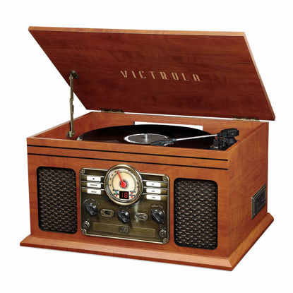 Picture of Victrola Nostalgic 7-in-1 Bluetooth Record Player & Multimedia Center with Built-in Speakers - 3-Speed Turntable, CD & Cassette Player, AM/FM Radio | Wireless Music Streaming | Mahogany