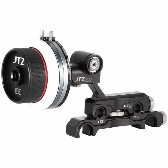 Picture of foto4easy JTZ DP30 Cine Follow Focus with 1519mm Rail Rod Clamp Sytem KIT for FS5 FS7 A-7M2,7,7R,7S,9 C100 C300 C500 Blackmagic URSA Mini BMCC BMPCC 4K 6K ARRI Lens Video Cinema DSLR Cameras, Black