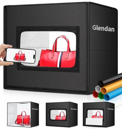 Picture of Glendan Light Box Photography, 24" x 20" Professional Photo Studio Light Box, Large Photo Box with 336 High Color Rendering Index LED Lights & 6 Color PVC Backdrops for Product Photography