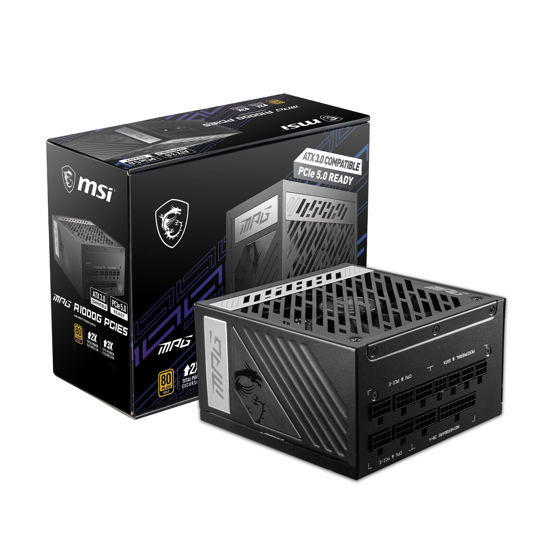 Picture of MSI MPG A1000G PCIE 5 & ATX 3.0 Gaming Power Supply - Full Modular - 80 Plus Gold Certified 1000W - 100% Japanese 105°C Capacitors - Compact Size - ATX PSU