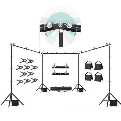 Picture of Julius Studio [Enhanced Heavy Duty] 30 x 10 ft. (W x H) Backdrop Stands, 300° Degree Crossbar Rotatable Angle Adjustable Triple Crossbar Extender Mount, Strong & Sturdy Background Frame, JSAG795