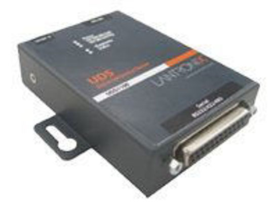 Picture of Lantronix UD1100001-01 Device Server. UDS1100 DEVICE SERVER ROHS 1PRT 10/100 RS232/422/485 DEVSVR. 1 x DB-25 , 1 x RJ-45