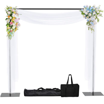 Picture of HAYOHRT 10x10 ft Pipe and Drape Photography Kit Backdrop Stand Adjustable Photo Background Heavy Duty with Metal Base for Parties Wedding Video Studio Birthday Black Background Stand Backdrop