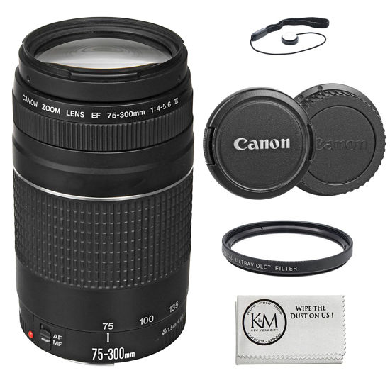 Picture of Canon EF 75-300mm f/4-5.6 III Lens Bundled with 58mm UV Filter + Lens Cap Keeper + Microfiber Cleaning Cloth (4 Items)