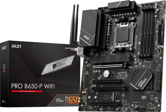 Picture of MSI PRO B650-P WiFi ProSeries Motherboard (AMD AM5, ATX, DDR5, PCIe 4.0, M.2, SATA 6Gb/s, USB 3.2 Gen 2, HDMI/DP, Wi-Fi 6E, AMD Ryzen 7000 Series Desktop Processors)