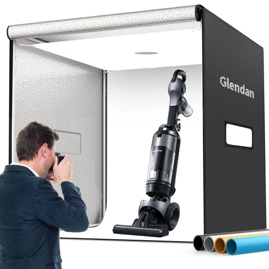 Picture of Glendan 32"x32" Light Box Photography, Large Photo Light Box with 3 Light Panels, 792 LED Beads, CRI >95, Professional Photo Booth Shooting Tent Kit with 4 Color Backdrops for Product Photography