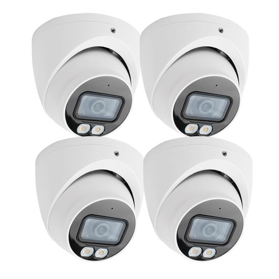 Picture of R-Tech 5MP Night Color Vision 4-in-1 AHD/CVI/TVI/Analog Outdoor/Indoor Turret Dome Camera- 2.8mm Fixed Lens - White (Require 5MP or Higher Resolution DVR) (4 Pack 5MP)