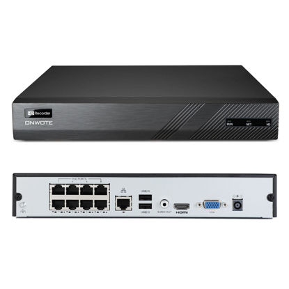 Picture of ONWOTE 8 Channel 4K 8MP HD PoE IP Security NVR Video Audio Recorder, Support 4K, 5MP, 4MP, Multi-Mode Recording, 8CH NVR with NO Hard Drive, Work with All ONWOTE PoE Cameras