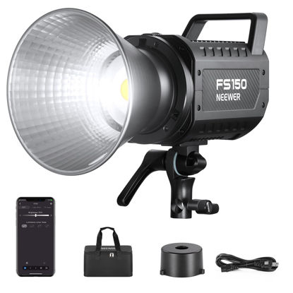 Picture of NEEWER FS150 LED Video Light 2.4G/APP Control, 130W 5600K COB Daylight Silent Photography Continuous Output Lighting 4 Precise Dimming Types 102000lux/1m CRI97+ 9 Effects Bowens Mount, US Plug