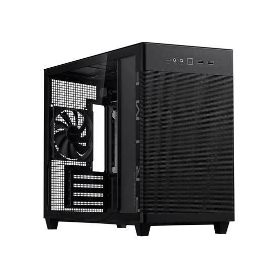 Picture of ASUS Prime AP201 Black MicroATX Supports 338mm Graphics Cards, 360mm Coolers, Standard ATX PSUs, Tool-Free Side Panels, Tempered Glass Front Panel, USB Type-C