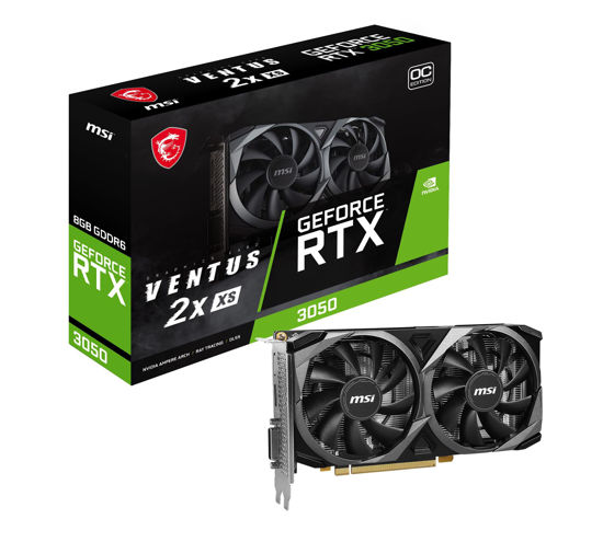 Picture of MSI Gaming GeForce RTX 3050 8GB GDRR6 Boost Clock: 1807 MHz 128-Bit HDMI/DP PCIe 4 Torx Twin Fans Ampere OC Graphics Card (RTX 3050 Ventus 2X XS 8G OC)