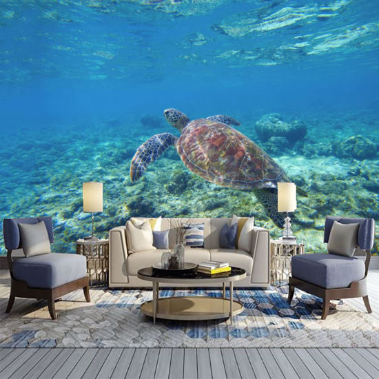 Picture of ATTAFE Sea Turtle in Blue Water 3D Mural Wallpaper, Underwater Coral Reef Photo Mural Wallpapers, Mural HD Photo for Living Room TV Sofa Bedroom 169" by 118"