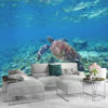 Picture of ATTAFE Sea Turtle in Blue Water 3D Mural Wallpaper, Underwater Coral Reef Photo Mural Wallpapers, Mural HD Photo for Living Room TV Sofa Bedroom 169" by 118"