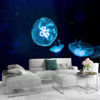 Picture of ATTAFE Blue Moon Jellyfish 3D Mural Wallpaper, Marine Aquarium Creatures Photo Mural Wallpapers, Mural HD Photo for Living Room TV Sofa Bedroom 169" by 118"