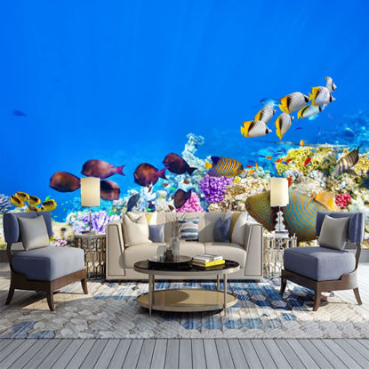 Picture of ATTAFE Colorful Tropical Reef with Fish 3D Mural Wallpaper, Underwater Photography Photo Mural Wallpapers, Mural HD Photo for Living Room TV Sofa Bedroom 169" by 118"