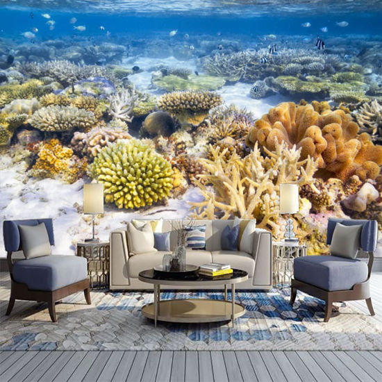 Picture of ATTAFE Tropical Coral Reef 3D Mural Wallpaper, Red Sea Photo Mural Wallpapers, Mural HD Photo for Living Room TV Sofa Bedroom 169" by 118"