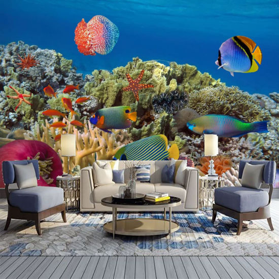 Picture of ATTAFE Egypt Underwater Coral Landscape 3D Mural Wallpaper, Red Sea Tropical Fish Photo Mural Wallpapers, Mural HD Photo for Living Room TV Sofa Bedroom 169" by 118"